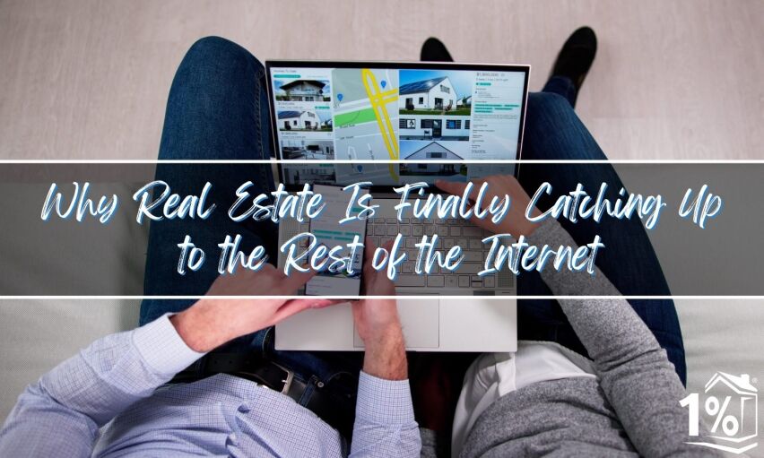 Modern home seller reviewing digital real estate tools, symbolizing the shift toward tech-driven full-service solutions like the 1% commission model.